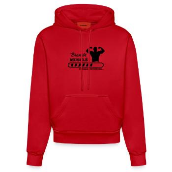 bald muskulös - Organic Fitted Hoodie Made in EU - Rot - Vorne