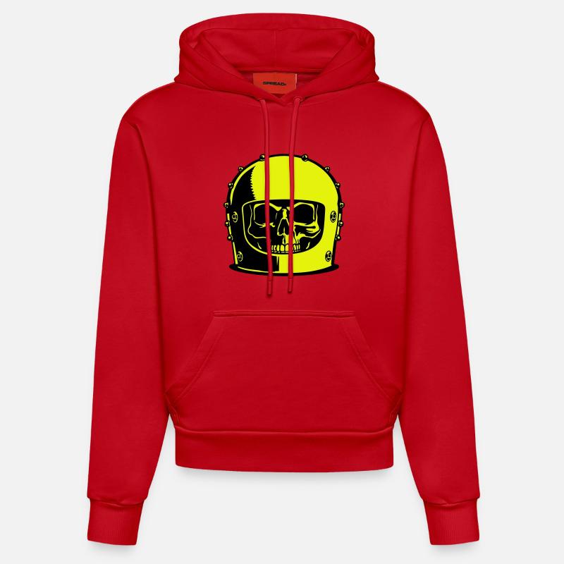 Popart casque de crâne - Sweat à capuche bio ajusté fabriqué en UE - rouge