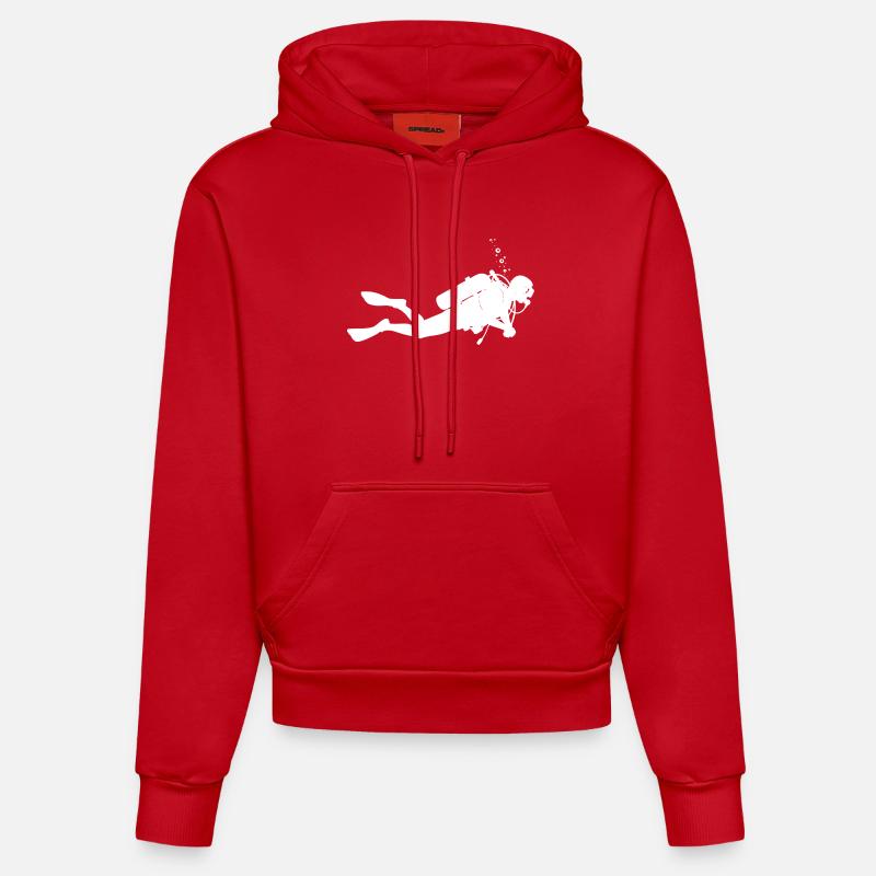 Plongée courte et dégagée - Sweat à capuche bio ajusté fabriqué en UE - rouge