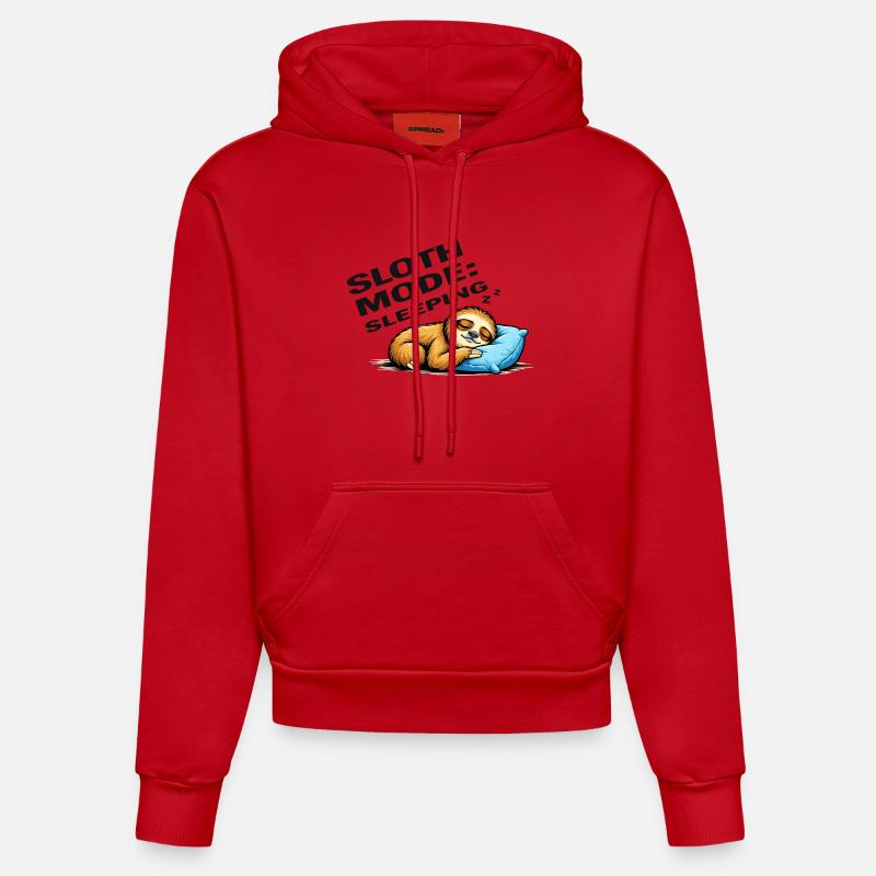 Mode paresseux en mode sommeil - Sweat à capuche bio ajusté fabriqué en UE - rouge