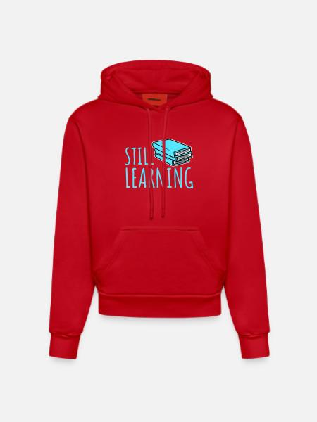 Still Learning Growth Student Motivation Saying - Organic Fitted Hoodie Made in EU - red