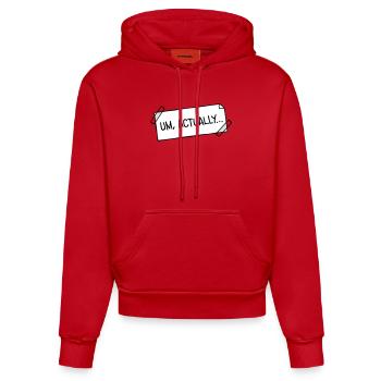 To Actually Stick Notes Nerd Smartass Logo - Organic Fitted Hoodie Made in EU - red - Front