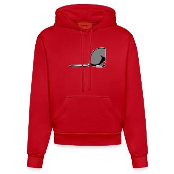Ratte Rückseite Halb Lustig Schwanz Nagetier Tier - Organic Fitted Hoodie Made in EU - Rot - Vorne