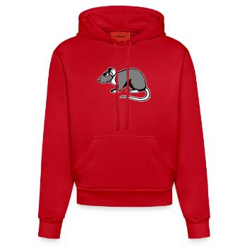 Cool Rat Sunglasses Side Funny Rodent - Organic Fitted Hoodie Made in EU - red - Front
