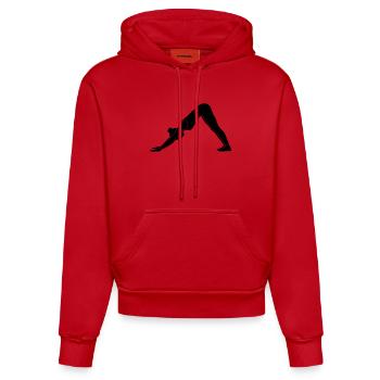 Silhouette de yoga canin face vers le bas - Sweat à capuche bio ajusté fabriqué en UE - rouge - Devant