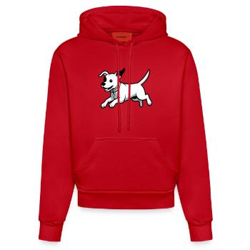 Verspielter Hund-Cartoon - Organic Fitted Hoodie Made in EU - Rot - Vorne