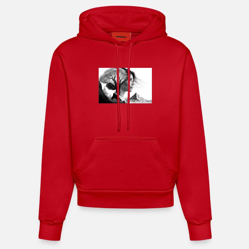 Proche de la nature - Sweat à capuche bio ajusté fabriqué en UE - rouge