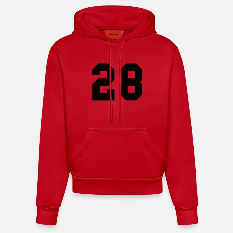28 - Sweat à capuche bio ajusté fabriqué en UE - rouge