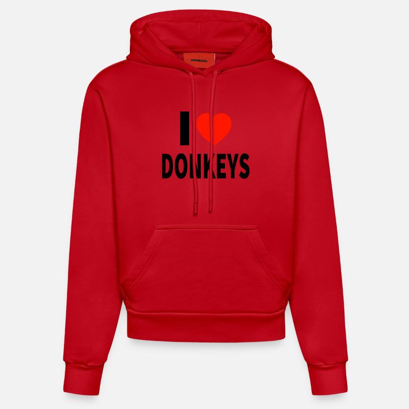 âne - Sweat à capuche bio ajusté fabriqué en UE - rouge