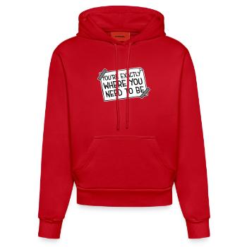 You're Exactly Where You Need To Be Inspiring - Organic Fitted Hoodie Made in EU - red - Front