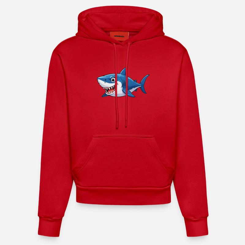 Shark Comic - Sweat à capuche bio ajusté fabriqué en UE - rouge