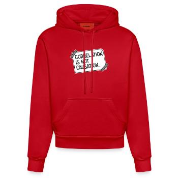 Correlation Is Not Causation Nerd Wissenschaft - Organic Fitted Hoodie Made in EU - Rot - Vorne