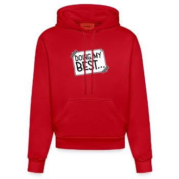 Doing My Best Lustig Ehrlich Motivational Spruch - Organic Fitted Hoodie Made in EU - Rot - Vorne