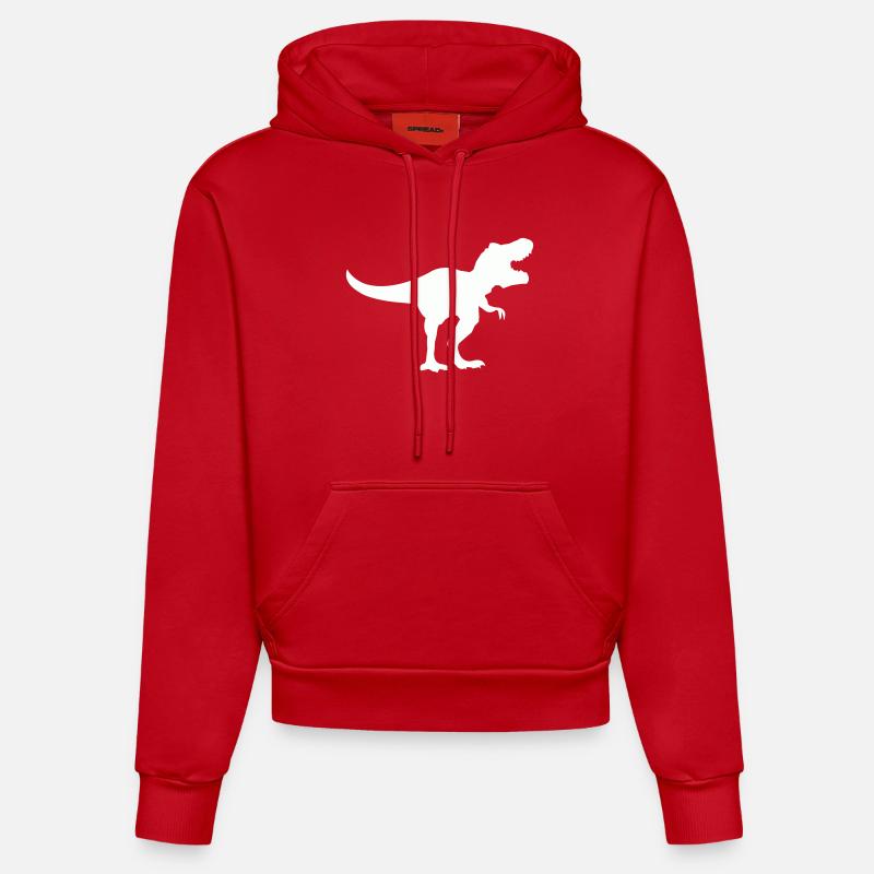 dinosaurier_trex - Sweat à capuche bio ajusté fabriqué en UE - rouge