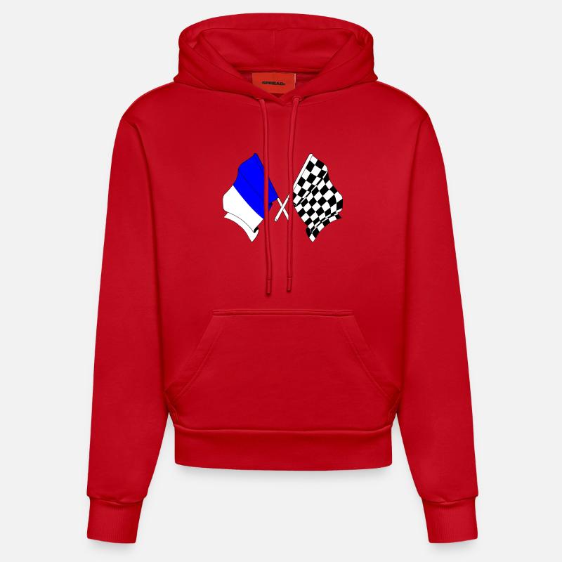 Drapeaux de course de Spa - Sweat à capuche bio ajusté fabriqué en UE - rouge