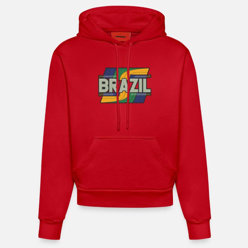 Brésil - Sweat à capuche bio ajusté fabriqué en UE - rouge