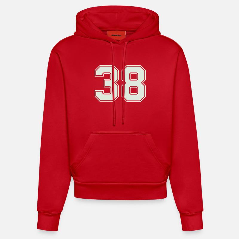 38- - Sweat à capuche bio ajusté fabriqué en UE - rouge