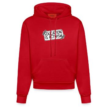 L’éducation est activisme Bildung Aktivismus Déclaration - Sweat à capuche bio ajusté fabriqué en UE - rouge - Devant