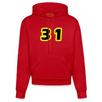 31 Number symbol - Organic Fitted Hoodie Made in EU - red - Front