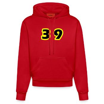39 Number Symbol - Organic Fitted Hoodie Made in EU - red - Front