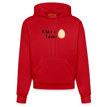 Je suis un plouc - Sweat à capuche bio ajusté fabriqué en UE - rouge - Devant
