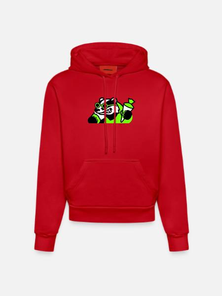 Cool Badger Back to School Icon - Organic Fitted Hoodie Made in EU - red