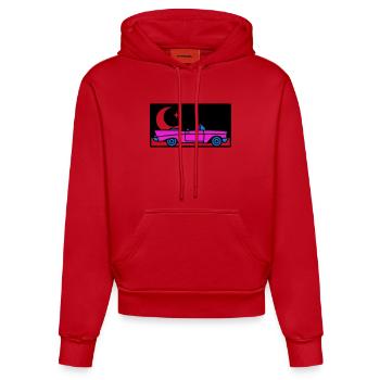 Retro 80s Cabrio Grafik - Organic Fitted Hoodie Made in EU - Rot - Vorne
