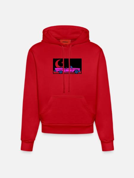 Retro 80s Convertible Graphic - Organic Fitted Hoodie Made in EU - red