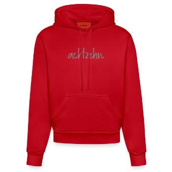 18 achtzehn 18. Geburtstag Geschenk Volljährigkeit - Organic Fitted Hoodie Made in EU - Rot - Vorne