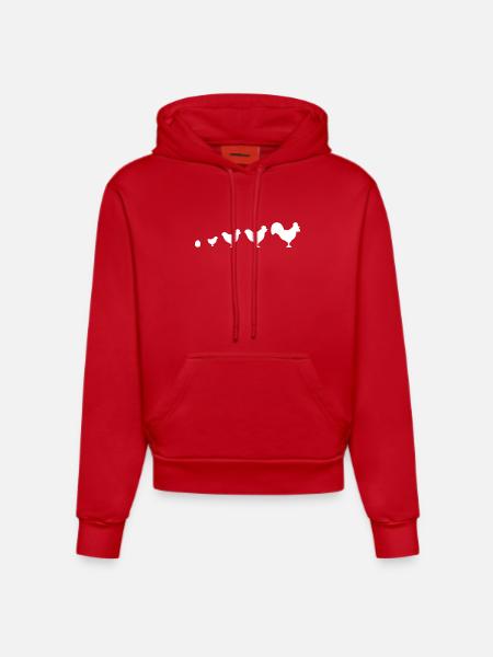Evolution Farmer Chicken Rooster Funny - Organic Fitted Hoodie Made in EU - red