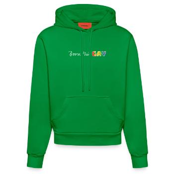 Rainbow born this gay | LGBT lgbtqi queer - Organic Fitted Hoodie Made in EU - City Green - Front
