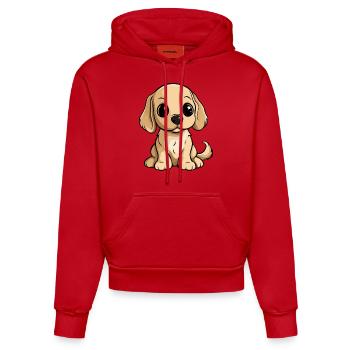 Cocker Spaniel Hund Comic Niedlich - Organic Fitted Hoodie Made in EU - Rot - Vorne