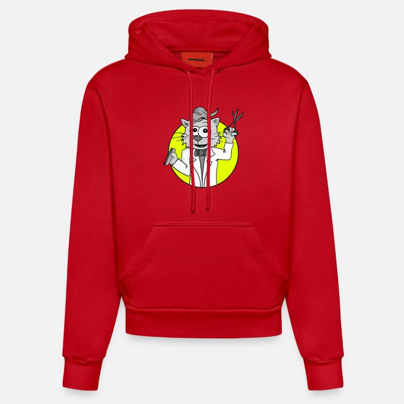 Coiffeur rétro chat - Motif coiffeur - Sweat à capuche bio ajusté fabriqué en UE - rouge