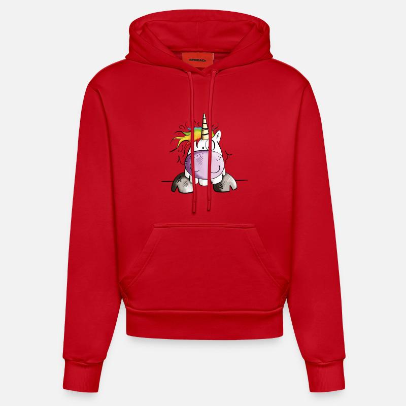 Petit Licorne - Sweat à capuche bio ajusté fabriqué en UE - rouge