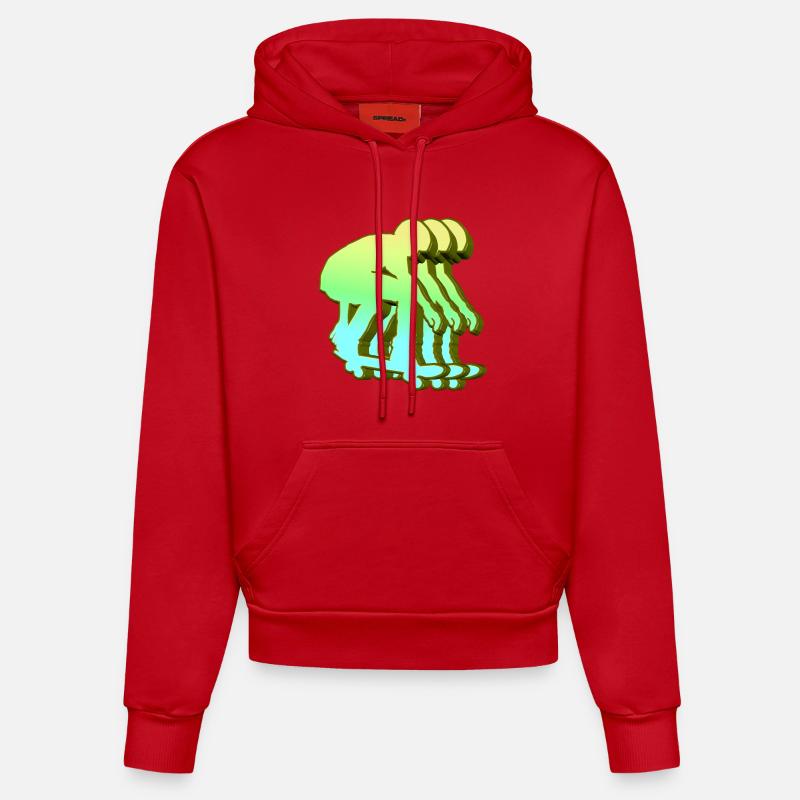 Skateboarder 3D - Sweat à capuche bio ajusté fabriqué en UE - rouge