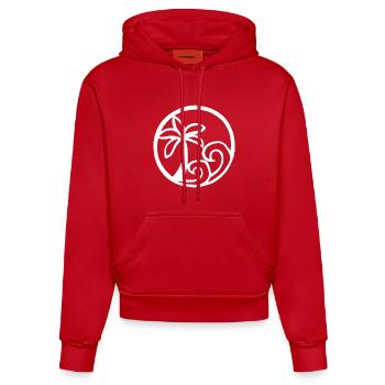Wellen und weiße Palme - Organic Fitted Hoodie Made in EU - Rot - Vorne