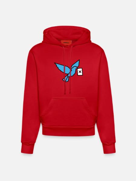 Brieftaube Wahlzettel Vogel Bunt - Organic Fitted Hoodie Made in EU - Rot