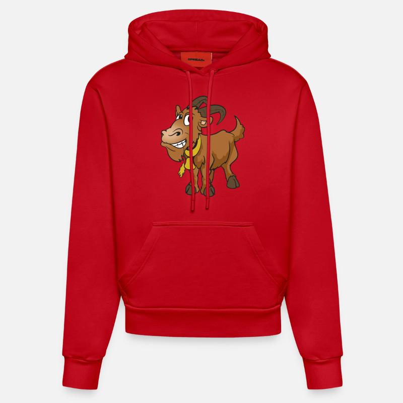 chèvre de chèvre - Sweat à capuche bio ajusté fabriqué en UE - rouge