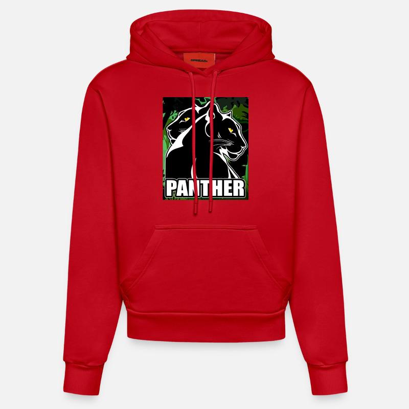 panthère - Sweat à capuche bio ajusté fabriqué en UE - rouge