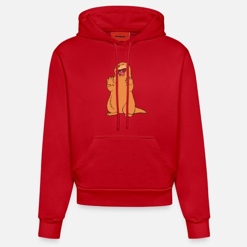 La loutre qui danse - Sweat à capuche bio ajusté fabriqué en UE - rouge