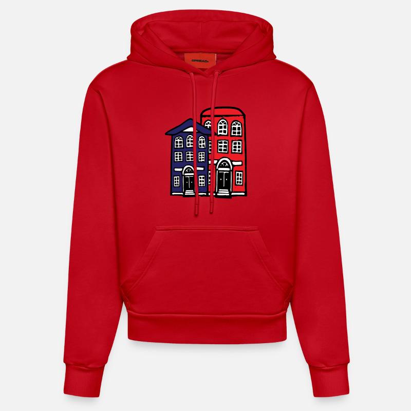 bâtiment - Sweat à capuche bio ajusté fabriqué en UE - rouge