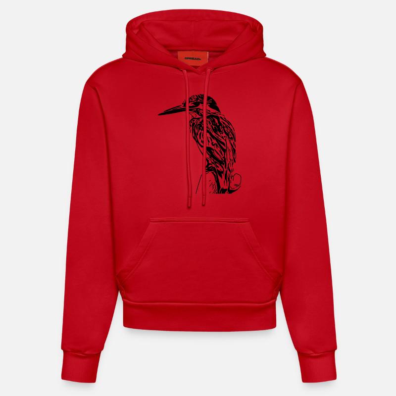 martin-pêcheur - Sweat à capuche bio ajusté fabriqué en UE - rouge