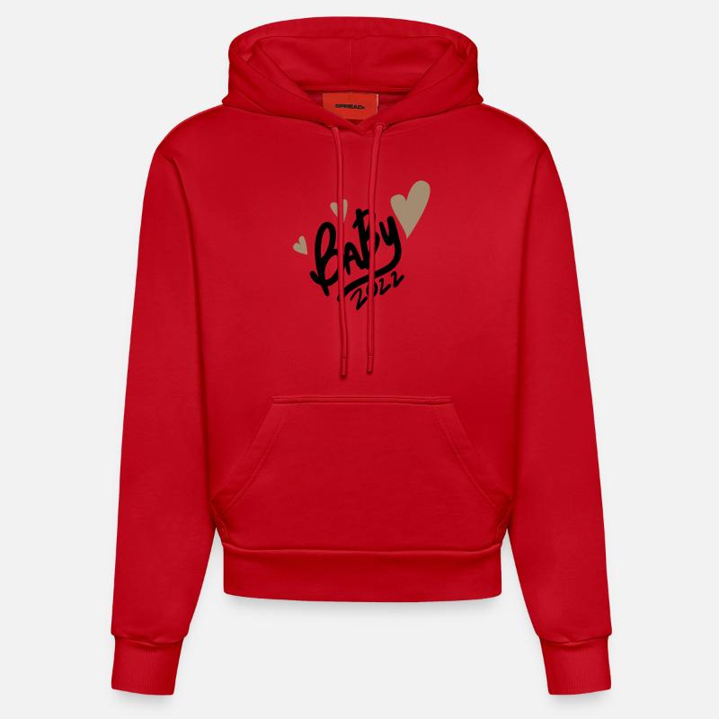 Bébé 2022 - Nouveau-né 2022 - Sweat à capuche bio ajusté fabriqué en UE - rouge