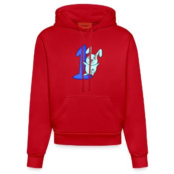 1 Jahr alt 1 Geburtstag Geschenk - Organic Fitted Hoodie Made in EU - Rot - Vorne