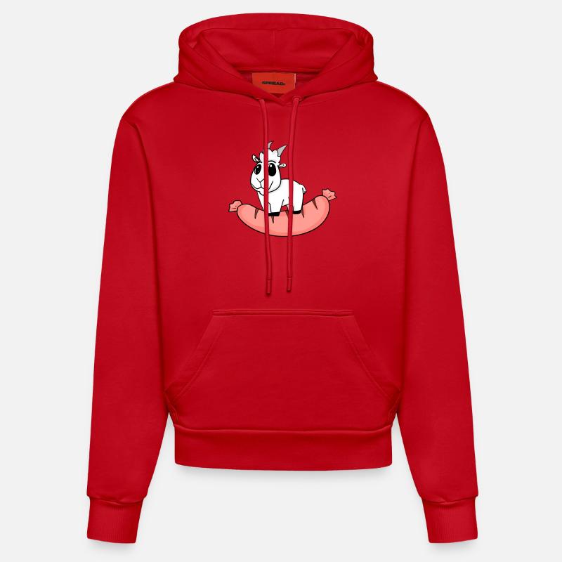 Saucisse Chèvre Chèvre - Sweat à capuche bio ajusté fabriqué en UE - rouge