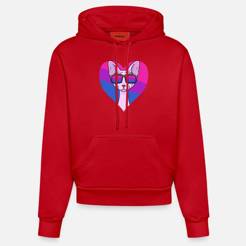 Cadeau bisexuel Sphynx Cat - Sweat à capuche bio ajusté fabriqué en UE - rouge
