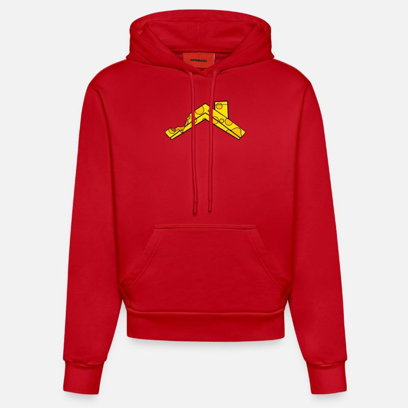 Toit de fromage - Sweat à capuche bio ajusté fabriqué en UE - rouge