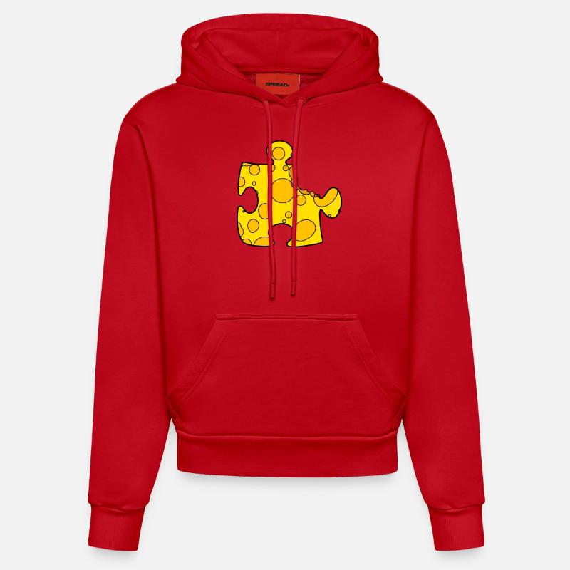 Puzzle de fromage - Sweat à capuche bio ajusté fabriqué en UE - rouge