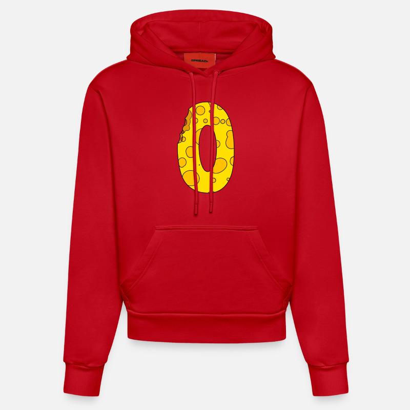Numéro 0 Digit Cheese - Sweat à capuche bio ajusté fabriqué en UE - rouge