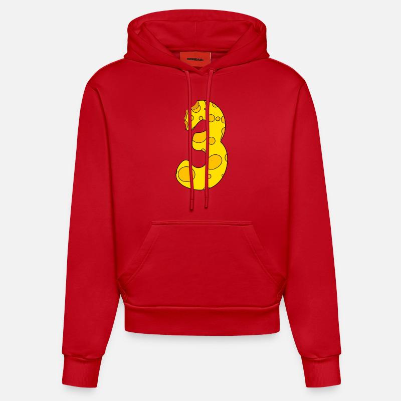Fromage numéro 3 - Sweat à capuche bio ajusté fabriqué en UE - rouge